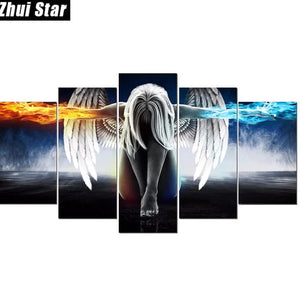 Full Square Diamond 5d Diy Diamond Painting 5pcs Angel with Wings Embroidery - coolelectronicstore.com