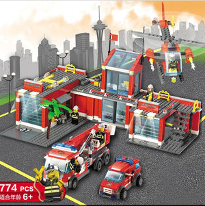774pcs City Fire Station Building Blocks Sets Compatible Legoingly Fire Engine - coolelectronicstore.com