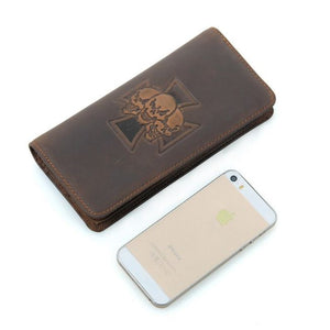 Vintage Cowhide Leather Long Card Wallet Genuine Leather New - coolelectronicstore.com