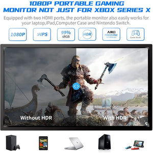 12.5 Inch Ips Portable Monitor 1080p Hdr Display With Two HDMI For Laptop Xbox Ps4 Switch Game Screen