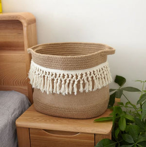 Hemp Rope Knitting Dirty Clothes Basket Clothes Underwear Storage Basket Toy New - coolelectronicstore.com