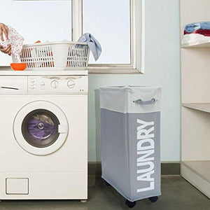 Rolling Corner Laundry Basket Slim Laundry Hamper with Mesh Cover Clothes New - coolelectronicstore.com