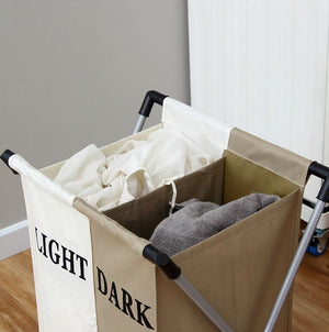 Orz Fashional Laundry Basket Foldable Thick Oxford Formwork Two Grid Storage New - coolelectronicstore.com
