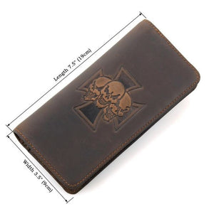 Vintage Cowhide Leather Long Card Wallet Genuine Leather New - coolelectronicstore.com