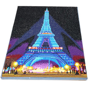 Homfun Led Light Full Round Drill 5d Diy Diamond Painting Eiffel Tower 3d - coolelectronicstore.com