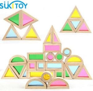 Montessori Wooden Rainbow Building Blocks 24PCS Toys For Children 6 Shape 4 - coolelectronicstore.com