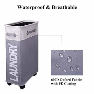 Rolling Corner Laundry Basket Slim Laundry Hamper with Mesh Cover Clothes New - coolelectronicstore.com