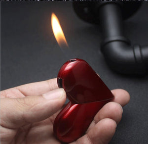 Creative Personality Folding Rotary Heart-shaped Gas Flame Lighter Cigarette Lighter Smoking Accessory Gift For Women - coolelectronicstore.com