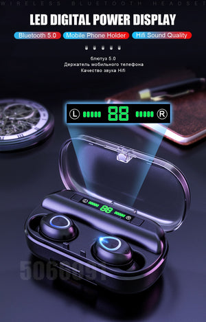 TWS Bluetooth Earphone With Microphone LED Display Wireless Bluetooth Headphones Earphones Waterproof Noise Cancelling Headsets - coolelectronicstore.com