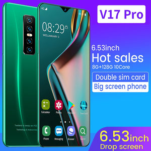 New V17 PRO 6.53 Inch Full-screen Ultrabook Mobile Phone 8 + 256G Screen Fingerprint Unlock Facial Recognition Reflective High- - coolelectronicstore.com