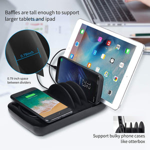 fast charger Multi port charging station with wireless and 3 pcs cables for iPhone Samsung Huawei Xiaomi - coolelectronicstore.com