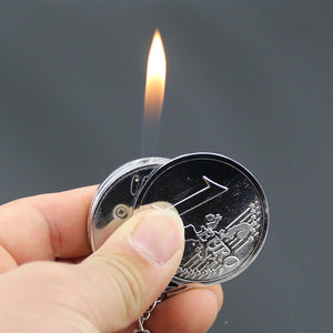 Creative Compact Butane Lighter Gas Lighter Inflated Gas Jet Pendant Coin Bar One Dollar Metal Gift Keychain Key Chain - coolelectronicstore.com