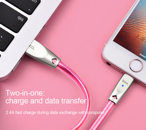 USB Cable for Apple 2.4A Fast Data Charging Cable Zinc Alloy Jelly Knitted Sync Charger for iPhone 6 7 plus 8 X Xs Max XR - coolelectronicstore.com