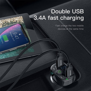 ROCK 5V 3.4A Metal Dual USB Car Charger Digital Display For iPhone  Car Kit LCD MP3 Player Dual USB Car Phone Charger - coolelectronicstore.com