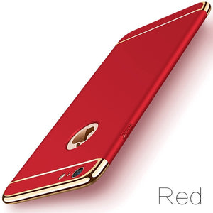 Luxury Gold Hard Case for iPhone 7 6 6s 5 5s SE X Back Cover Xs Max XR Removable 3 in 1 Fundas Case for iPhone 8 7 6 6s Plus Bag - coolelectronicstore.com