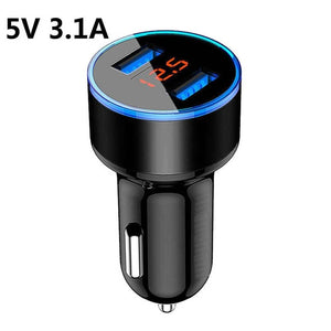 ROCK 5V 3.4A Metal Dual USB Car Charger Digital Display For iPhone X 8 XS MAX 7 Xiaomi Samsung Fast Charging Voltage Monitoring - coolelectronicstore.com