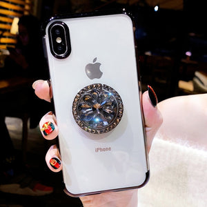 Phone Cases For iPhone XR XS MAX X 8 7 6 6S Plus Transparent Soft TPU Bling Diamond Finger Ring Holder Cases Cover For iPhone XR - coolelectronicstore.com
