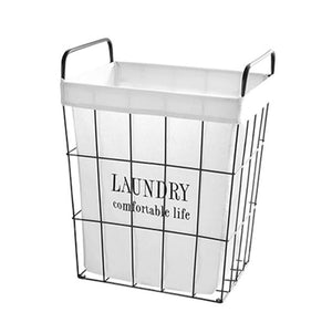 Iron Retro Laundry Hamper Storage Bin Dirty Clothes Basket Laundry Basket New - coolelectronicstore.com