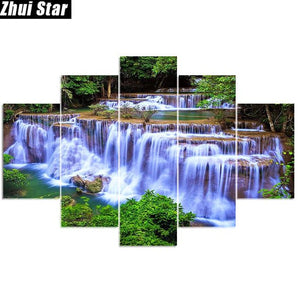 Zhui Star 5d Diy Full Square Diamond Painting Forest Waterfall Multi Picture - coolelectronicstore.com